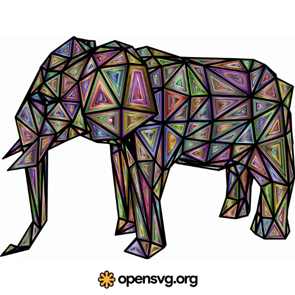 Elephant Colorful 3d Shape
