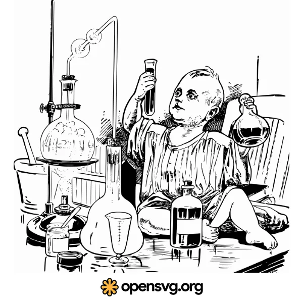 Baby Scientist In Lab Illustration