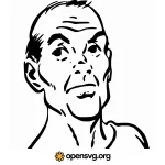 Bald Older Man Portrait Comic Character Svg vector