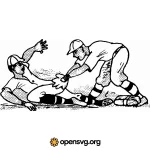 Baseball Player Comic Illustration Svg vector