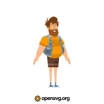 Cartoon Bearded Guy, Island Character Svg vector