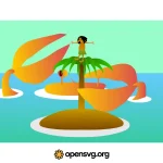 Alone In Island With Crab Animal Svg vector
