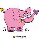 Cute Pink Elephant Animal Cartoon Character Svg vector