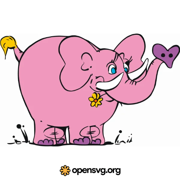 Cute Pink Elephant Animal Cartoon Character