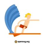 Boy Surfing Icon Sport Character Svg vector