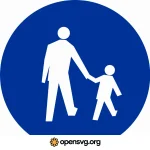 Blue Pedestrians Sign Board With Character Icon Svg vector