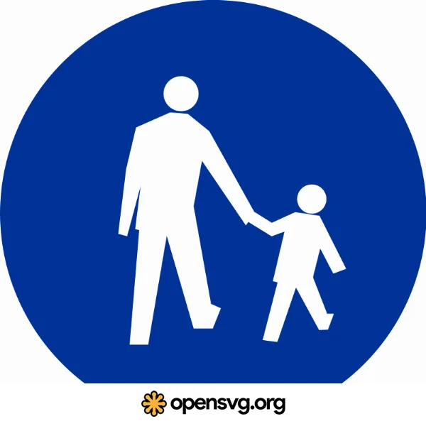 Blue Pedestrians Sign Board With Character Icon