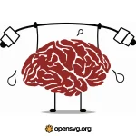 Brain Character With Gym Sport Exercise Svg vector
