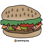 Burger Food Drawing Style Svg vector