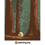 Camping Tent In The Forest Svg vector