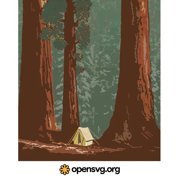 Camping Tent In The Forest