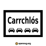 Car Park Transport Sign Board In Irish Svg vector