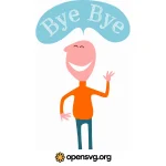 Cartoon Boy With Message Bye Bye Text Svg vector
