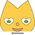 Cartoon Cat Face, Funny Cat, Outlined Animal Svg vector