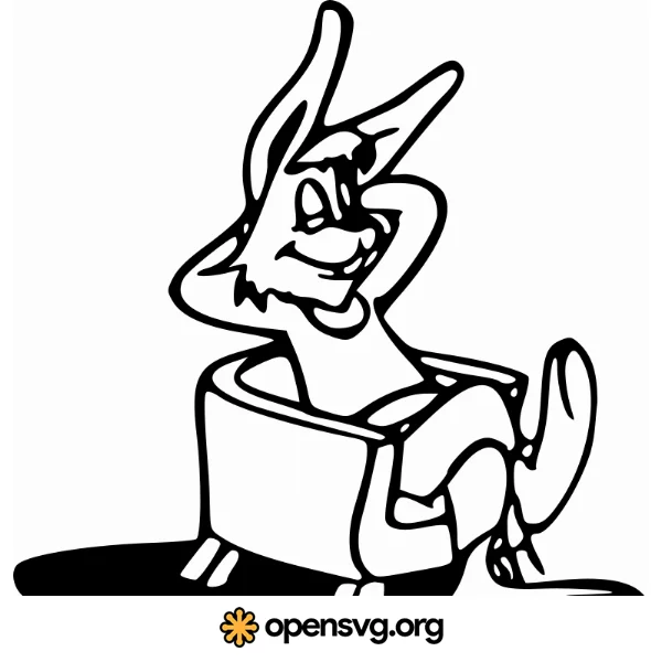 Cartoon Rabbit Sitting On Chair, Outlined Rabbit Animal