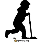 Silhouette Child On Scooter, Silhouette Boy Svg vector