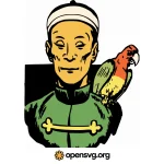 Vintage Chinese Man With A Parrot Animal Svg vector