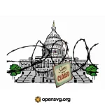 Us Capitol Building With Barbed Wire, Architecture Building Svg vector