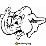 Comic Elephant Head, Outlined Animal Svg vector
