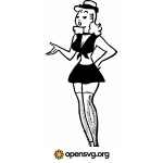 Comic Dress Woman, Retro Clothes, Vintage Character Svg vector