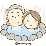 Aged Couple In A Hot Tub, Couple Character Svg vector