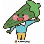 Cucumber Character, Funny Cartoon Man Svg vector
