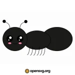 Black Ant Cute Animal Character Svg vector
