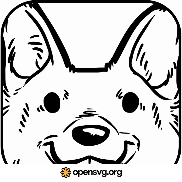 Cute Dog Face Outlined Illustration