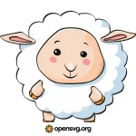 Cute Baby Lamb, Cartoon Animal Character Svg vector