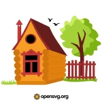 Small House With A Tree Svg vector