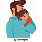 Father And Sleeping Son Cartoon Character Svg vector