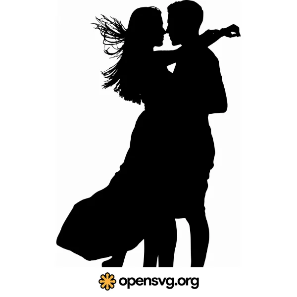 Couple Hugging Silhouette Character