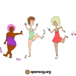 Cartoon Dancing Woman Character Svg vector