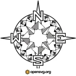 Decorated Vintage North Star Compass Svg vector