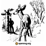 Comic Deer And A Man, Deer Animal Svg vector