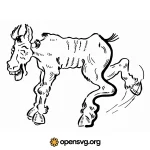 Comic Donkey Kicking Cartoon Animal Svg vector