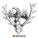 Bald Eagle Over Antlers Illustration Svg vector