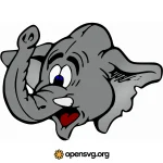 Head Of Elephant, Comic Animal Svg vector