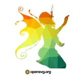Fairy Butterfly Girl Character Colorful Silhouette Svg vector