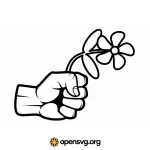 Flower In Hand Comic Outlined Svg vector