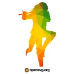 Flute Player Colorful Triangle Silhouette Svg vector