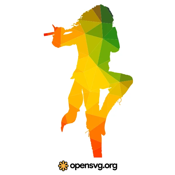 Flute Player Colorful Triangle Silhouette