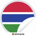 Gambia Country Flag, Round Sticker Shape Svg vector