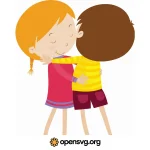 Girl And Boy Hugging Cartoon Character Svg vector