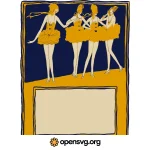 Girls Dancing Card Template Svg vector