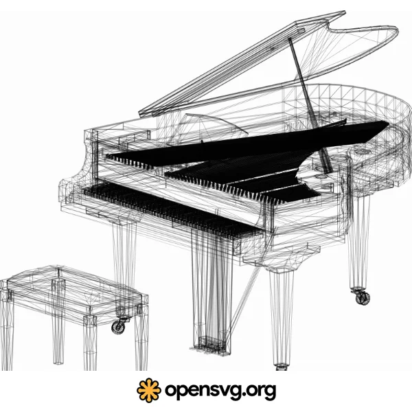 Grand Piano Wireframe 3d Shape