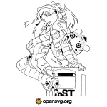 Anime Manga Girl Cartoon Style Svg vector