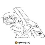 Musical Girl Cartoon Anime Character Svg vector