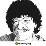 Man With Glasses With Curly Hair Svg vector