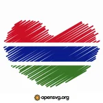 Gambia Flag In Heart Shape Svg vector